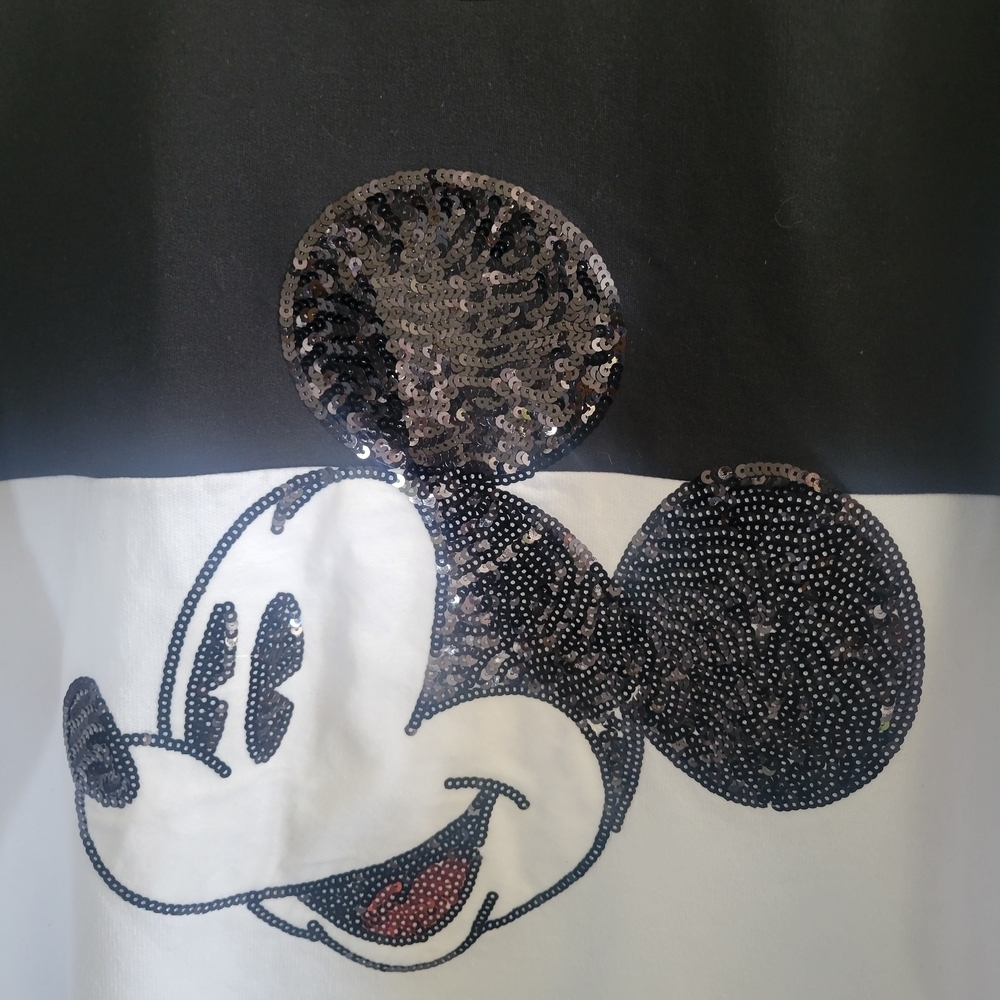 DISNEY Mickey Mouse Sequin Graphic Colorblock Sweatshirt Womens Size 2X - Picture 6 of 8